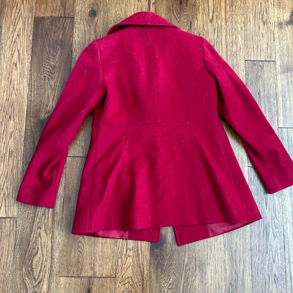 London Fog Classic Double Breasted Red Pea Coat w/ Matching Scarf - Size Small - Picture 2 of 7